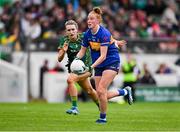 6 July 2025;Aishling Moloney of Tipperary in action against Mary Kate Lynch of Meath  during the TG4 All-Ireland Ladies Football Senior Championship quarter-final match between Meath and Tipperary at Páirc Tailteann in Navan, Meath. Photo by Stephen Marken/Sportsfile