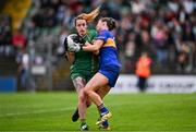 6 July 2025; Katie Bermingham of Meath in action against Maria Curley of Tipperary during the TG4 All-Ireland Ladies Football Senior Championship quarter-final match between Meath and Tipperary at Páirc Tailteann in Navan, Meath. Photo by Stephen Marken/Sportsfile