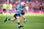 5 July 2025; Harry Doyle, The Downs N.S, The Downs, Westmeath, representing Dublin during the GAA INTO Cumann na mBunscol Respect Exhibition Go Games match at the GAA Hurling All-Ireland Senior Championship semi-final match between Cork and Dublin at Croke Park in Dublin. Photo by David Fitzgerald/Sportsfile