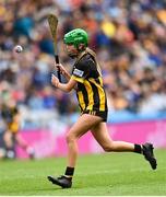 6 July 2025; Eilís Ní Ruagáin, Gaelscoil Phortlaoise, Portlaoise, Louth, representing Kilkenny during the GAA INTO Cumann na mBunscol Respect Exhibition Go Games match at the GAA Hurling All-Ireland Senior Championship semi-final match between Kilkenny and Tipperary at Croke Park in Dublin. Photo by David Fitzgerald/Sportsfile