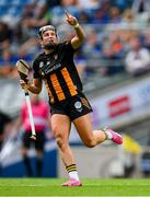 6 July 2025; Katie Power of Kilkenny celebrates scoring a point, in the 37th minute, during the Glen Dimplex Senior All-Ireland Camogie Championship quarter-final match between Kilkenny and Tipperary at Croke Park in Dublin. Photo by Ray McManus/Sportsfile