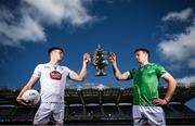 7 July 2025; Kildare captain Kevin Feely and Limerick captain Cillian Fahy during a Tailteann Cup Final media event at Croke Park in Dublin, in advance of the upcoming Tailteann Cup Final between Limerick and Kildare. Photo by Ramsey Cardy/Sportsfile