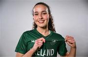 9 July 2025; Helena Keane of Ireland poses for a portrait during the EYOF Basketball Team Day for athletes, their families and support staff prior to travelling to EYOF Skopje 2025 at the National Basketball Arena in Tallaght, Dublin. Photo by Shauna Clinton/Sportsfile