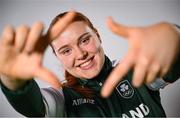 9 July 2025; Faye McDonnell of Ireland poses for a portrait during the EYOF Basketball Team Day for athletes, their families and support staff prior to travelling to EYOF Skopje 2025 at the National Basketball Arena in Tallaght, Dublin. Photo by Shauna Clinton/Sportsfile