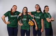 9 July 2025; Ireland basketball players, from left, Faye McDonnell, Aoibheann Donnelly, Helena Keane and Muireann Teahan during the EYOF Basketball Team Day for athletes, their families and support staff prior to travelling to EYOF Skopje 2025 at the National Basketball Arena in Tallaght, Dublin. Photo by Shauna Clinton/Sportsfile