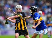6 July 2025; Michael O'Callaghan, Carraroe NS, Carraroe, Sligo, representing Kilkenny, in action against David McElligott, Scoil Naomh Sheosaimh, Nenagh, Tipperary, during the GAA INTO Cumann na mBunscol Respect Exhibition Go Games match at the GAA Hurling All-Ireland Senior Championship semi-final match between Kilkenny and Tipperary at Croke Park in Dublin. Photo by Ray McManus/Sportsfile