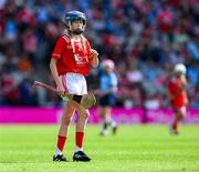 5 July 2025; Ella Hartnett, Tineteriffe N.S, Cappamore, Limerick, representing Cork, during the GAA INTO Cumann na mBunscol Respect Exhibition Go Games match at the GAA Hurling All-Ireland Senior Championship semi-final match between Cork and Dublin at Croke Park in Dublin. Photo by Ray McManus/Sportsfile