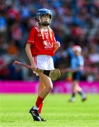 5 July 2025; Ella Hartnett, Tineteriffe N.S, Cappamore, Limerick, representing Cork, during the GAA INTO Cumann na mBunscol Respect Exhibition Go Games match at the GAA Hurling All-Ireland Senior Championship semi-final match between Cork and Dublin at Croke Park in Dublin. Photo by Ray McManus/Sportsfile