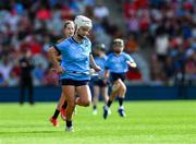 5 July 2025; Kirsty Hynes, Coolderry Central School, Coolderry, Offaly, representing Dublin, during the GAA INTO Cumann na mBunscol Respect Exhibition Go Games match at the GAA Hurling All-Ireland Senior Championship semi-final match between Cork and Dublin at Croke Park in Dublin. Photo by Ray McManus/Sportsfile