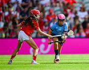 5 July 2025; Sophie Scallan, St Patrick's N.S, Johnstown, Arklow, Wicklow, representing Dublin, during the GAA INTO Cumann na mBunscol Respect Exhibition Go Games match at the GAA Hurling All-Ireland Senior Championship semi-final match between Cork and Dublin at Croke Park in Dublin. Photo by Ray McManus/Sportsfile