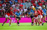 5 July 2025; Sophie Scallan, St Patrick's N.S, Johnstown, Arklow, Wicklow, representing Dublin, during the GAA INTO Cumann na mBunscol Respect Exhibition Go Games match at the GAA Hurling All-Ireland Senior Championship semi-final match between Cork and Dublin at Croke Park in Dublin. Photo by Ray McManus/Sportsfile