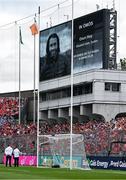 5 July 2025; The late Oisín Hoy, Clontarf GAA, is remembered before  the GAA Hurling All-Ireland Senior Championship semi-final match between Cork and Dublin at Croke Park in Dublin. Photo by Ray McManus/Sportsfile