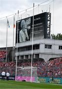 5 July 2025; The late Phyllis Hetherton is remembered before  he GAA Hurling All-Ireland Senior Championship semi-final match between Cork and Dublin at Croke Park in Dublin. Photo by Ray McManus/Sportsfile