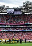 5 July 2025; The late Br Kevin Crowley is remembered before  the GAA Hurling All-Ireland Senior Championship semi-final match between Cork and Dublin at Croke Park in Dublin. Photo by Ray McManus/Sportsfile