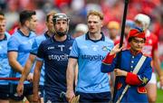 5 July 2025; Dublin captain Conor Burke, 6, leads the players in pre match parade before the GAA Hurling All-Ireland Senior Championship semi-final match between Cork and Dublin at Croke Park in Dublin. Photo by Ray McManus/Sportsfile