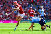 5 July 2025; Alan Connolly of Cork in action against Brian Hayes of Dublin during the GAA Hurling All-Ireland Senior Championship semi-final match between Cork and Dublin at Croke Park in Dublin. Photo by Ray McManus/Sportsfile