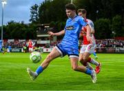 4 July 2025; James Clarke of Bohemians in action against Barry Baggley of St Patrick's Athletic during the SSE Airtricity Men's Premier Division match between St Patrick's Athletic and Bohemians at Richmond Park in Dublin. Photo by Stephen McCarthy/Sportsfile