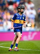 6 July 2025; Amelia Ryan, Brackloon NS, Westport, Mayo, representing Tipperary, during the GAA INTO Cumann na mBunscol Respect Exhibition Go Games match at the GAA Hurling All-Ireland Senior Championship semi-final match between Kilkenny and Tipperary at Croke Park in Dublin. Photo by Ramsey Cardy/Sportsfile