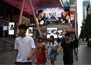 7 July 2025; A general view of a Taylor v Serrano advertisement outside Madison Square Garden and Penn Station during Katie Taylor v Amanda Serrano 3 fight week ahead of their undisputed super lightweight championship fight that will take place at Madison Square Garden in New York on Friday, 11th July. Photo by Stephen McCarthy/Sportsfile