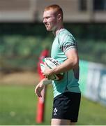 8 July 2025; Nathan Doak during an Ireland Rugby squad training at the Grupo Desportivo Direito in Lisbon, Portugal. Photo by Carlos Rodrigues/Sportsfile