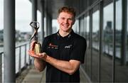 8 July 2025; PwC GAA/GPA Player of the Month for June in hurling, Conor Burke of Dublin, with his award at PwC offices in Dublin. Photo by Tyler Miller/Sportsfile