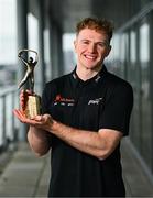 8 July 2025; PwC GAA/GPA Player of the Month for June in hurling, Conor Burke of Dublin, with his award at PwC offices in Dublin. Photo by Tyler Miller/Sportsfile