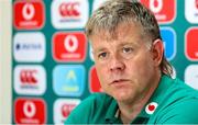8 July 2025; Assistant coach Colm Tucker during an Ireland Rugby media conference at the Grupo Desportivo Direito in Lisbon, Portugal. Photo by Carlos Rodrigues/Sportsfile