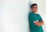8 July 2025; Jimmy O’Brien poses for a portrait after an Ireland Rugby media conference at the Grupo Desportivo Direito in Lisbon, Portugal. Photo by Carlos Rodrigues/Sportsfile