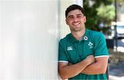 8 July 2025; Jimmy O’Brien poses for a portrait after an Ireland Rugby media conference at the Grupo Desportivo Direito in Lisbon, Portugal. Photo by Carlos Rodrigues/Sportsfile