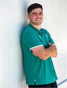 8 July 2025; Jimmy O’Brien poses for a portrait after an Ireland Rugby media conference at the Grupo Desportivo Direito in Lisbon, Portugal. Photo by Carlos Rodrigues/Sportsfile
