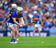 6 July 2025; Darragh McCarthy of Tipperary prepares to take a free during the GAA Hurling All-Ireland Senior Championship semi-final match between Kilkenny and Tipperary at Croke Park in Dublin. Photo by Ray McManus/Sportsfile