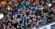 6 July 2025; Darragh McCarthy, 13, of Tipperary reacts after being shown a red card, second yellow, during the GAA Hurling All-Ireland Senior Championship semi-final match between Kilkenny and Tipperary at Croke Park in Dublin. Photo by Ray McManus/Sportsfile