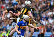 6 July 2025; Oisin O'Donoghue of Tipperary, 22, watches the sliotar hit the back of the net for his side's 4th goal, in the 70th minute, during the GAA Hurling All-Ireland Senior Championship semi-final match between Kilkenny and Tipperary at Croke Park in Dublin. Photo by Ray McManus/Sportsfile