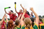 8 July 2025; Players dance at the DJ tent during the LGFA U17 Player Development Day at Portlaoise GAA club in Portlaoise, Laois. Photo by Stephen Marken/Sportsfile