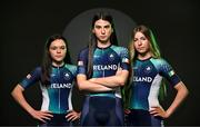 9 July 2025; Cyclists, from left, Katie Turner, Emer Heverin and Aoife Craig during a Team Ireland announcement for the athletes selected to compete at the European Youth Olympic Festival in Skopje, North Macedonia, proudly supported by Allianz. The European Youth Olympic Festival takes place in Skopje, North Macedonia, taking place from 20 – 26 July. Photo by Sam Barnes/Sportsfile
