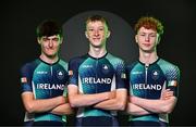 9 July 2025; Cyclists, from left, Caleb McGreevy, Tom Lane, and Rian McCrystal during a Team Ireland announcement for the athletes selected to compete at the European Youth Olympic Festival in Skopje, North Macedonia, proudly supported by Allianz. The European Youth Olympic Festival takes place in Skopje, North Macedonia, taking place from 20 – 26 July. Photo by Sam Barnes/Sportsfile