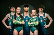 9 July 2025; Gymnasts, from left to right, Robert Ward, Estella Volkoff, Chester Enríquez, Roisin Hickey and Finlay Hazleton during a Team Ireland announcement for the athletes selected to compete at the European Youth Olympic Festival in Skopje, North Macedonia, proudly supported by Allianz. The European Youth Olympic Festival takes place in Skopje, North Macedonia, taking place from 20 – 26 July. Photo by Sam Barnes/Sportsfile