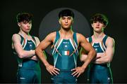 9 July 2025; Gymnasts, from left, Robert Ward, Chester Enríquez and Finlay Hazleton during a Team Ireland announcement for the athletes selected to compete at the European Youth Olympic Festival in Skopje, North Macedonia, proudly supported by Allianz. The European Youth Olympic Festival takes place in Skopje, North Macedonia, taking place from 20 – 26 July. Photo by Sam Barnes/Sportsfile