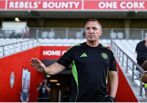 8 July 2025; Celtic manager Brendan Rogers before the Cork Super Cup match between Cork City and Celtic FC at SuperValu Páirc Uí Chaoimh in Cork. Photo by Thomas Flinkow/Sportsfile