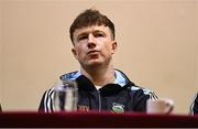 8 July 2025; Tipperary hurler Jake Morris during the Tipperary GAA Hurling All-Ireland Senior Final Media Conference at Horse and Jockey Hotel in Horse and Jockey, Tipperary. Photo by Ben McShane/Sportsfile