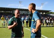 8 July 2025; Celtic manager Brendan Rodgers, left, and Cork City assistant manager David Meyler before the Cork Super Cup match between Cork City and Celtic FC at SuperValu Páirc Uí Chaoimh in Cork. Photo by Thomas Flinkow/Sportsfile