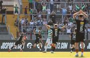 8 July 2025; Matthew Murray of Cork City, second from left, celebrates after scoring his side's first goal during the Cork Super Cup match between Cork City and Celtic FC at SuperValu Páirc Uí Chaoimh in Cork. Photo by Thomas Flinkow/Sportsfile