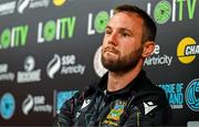 8 June 2025; Jamie Mulgrew during a Linfield media conference at Tolka Park in Dublin. Photo by Tyler Miller/Sportsfile