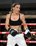 8 July 2025; Jennifer Miranda during an open workout session, held at The Oculus at World Trade Center in New York, USA, ahead of her undisputed super featherweight championship fight with Alycia Baumgarder, on July 11th at Madison Square Garden in New York. Photo by Stephen McCarthy/Sportsfile