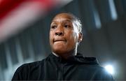 8 July 2025; Shadasia Green during an open workout session, held at The Oculus at World Trade Center in New York, USA, ahead of her IBF and WBO super middleweight championship fight with Savannah Marshall, on July 11th at Madison Square Garden in New York. Photo by Stephen McCarthy/Sportsfile