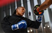 8 July 2025; Shadasia Green during an open workout session, held at The Oculus at World Trade Center in New York, USA, ahead of her IBF and WBO super middleweight championship fight with Savannah Marshall, on July 11th at Madison Square Garden in New York. Photo by Stephen McCarthy/Sportsfile