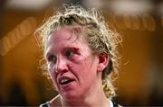 8 July 2025; (EDITORS NOTE: Image contains graphic content)  Colleen Davis after her super featherweight bout with Elise Soto held at The Oculus at World Trade Center in New York, USA, as part of the open workout event in the build up to the undisputed super lightweight championship fight between Katie Taylor and Amanda Serrano, on July 11th at Madison Square Garden in New York. Photo by Stephen McCarthy/Sportsfile