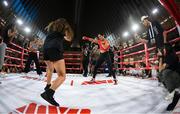 8 July 2025; Amanda Serrano, right, during an open workout session, held at The Oculus at World Trade Center in New York, USA, ahead of her undisputed super lightweight championship fight with Katie Taylor, on July 11th at Madison Square Garden in New York. Photo by Stephen McCarthy/Sportsfile