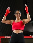 8 July 2025; Amanda Serrano during an open workout session, held at The Oculus at World Trade Center in New York, USA, ahead of her undisputed super lightweight championship fight with Katie Taylor, on July 11th at Madison Square Garden in New York. Photo by Stephen McCarthy/Sportsfile