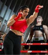 8 July 2025; Amanda Serrano during an open workout session, held at The Oculus at World Trade Center in New York, USA, ahead of her undisputed super lightweight championship fight with Katie Taylor, on July 11th at Madison Square Garden in New York. Photo by Stephen McCarthy/Sportsfile